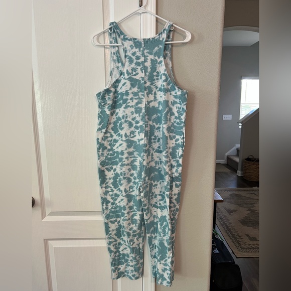 Aqua and White Tie-Dye Jumpsuit, fleece lined - Picture 2 of 3